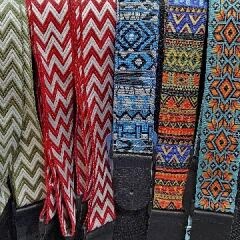 Capella desenli dokuma gitar askısı profesyonel deri başlık CM100